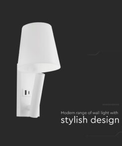 V-TAC – 240006 Φωτιστικό Κρεβατιού Τύπου Ξενοδοχείου Λευκό Cree Chip LED 2W 60lm 3000K με Θύρες Φόρτισης USB