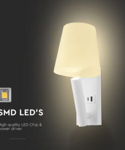 V-TAC – 240006 Φωτιστικό Κρεβατιού Τύπου Ξενοδοχείου Λευκό Cree Chip LED 2W 60lm 3000K με Θύρες Φόρτισης USB