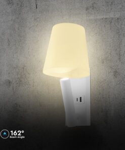 V-TAC – 240006 Φωτιστικό Κρεβατιού Τύπου Ξενοδοχείου Λευκό Cree Chip LED 2W 60lm 3000K με Θύρες Φόρτισης USB