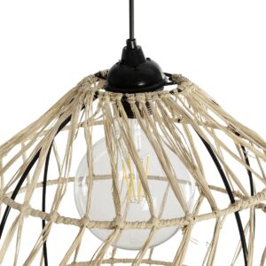 GLOBOSTAR® NETI 205-0025 Boho Κρεμαστό Φωτιστικό Οροφής με Ντουί 1 x E27 AC 220-240V IP20 – Μπεζ – M35 x Π35 x Υ63cm