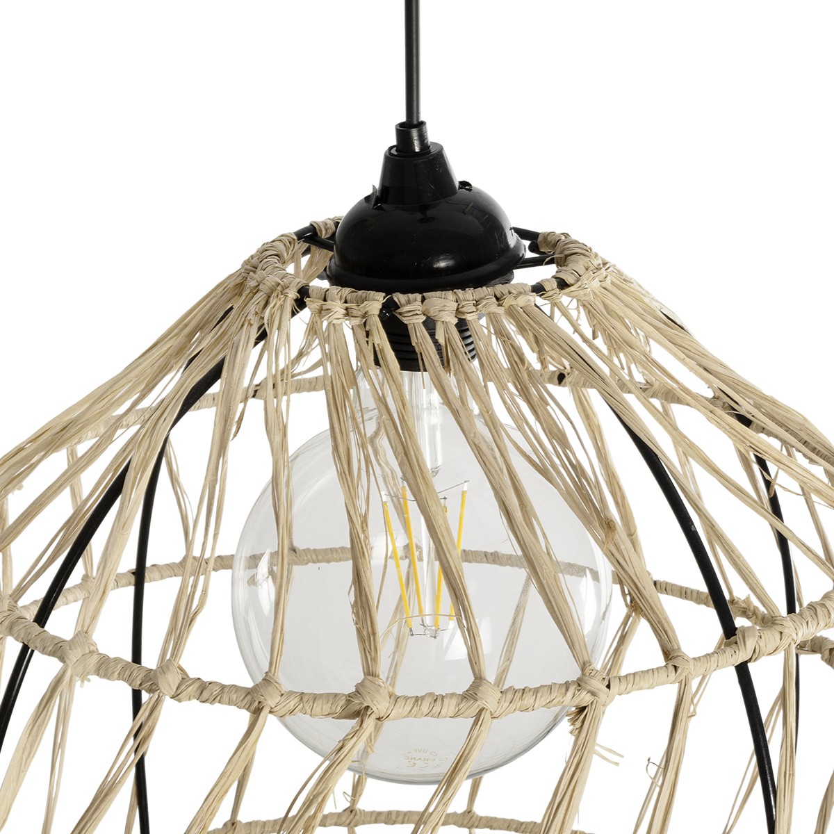 GLOBOSTAR® NETI 205-0025 Boho Κρεμαστό Φωτιστικό Οροφής με Ντουί 1 x E27 AC 220-240V IP20 – Μπεζ – M35 x Π35 x Υ63cm