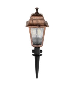 GloboStar® SOLME 203-0218 Vintage Καρφωτό Φωτιστικό Φαναράκι Μονόφωτο 1 x E27 IP44 Χάλκινο & Διάφανο Πλαστικό – Μ22 x Π22 x Υ35cm