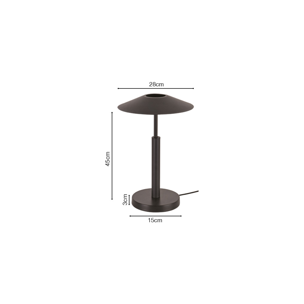 Inlight Επιτραπέζιο φωτιστικό σε μαύρο χρώμα LED 10W D:28x45cm (3063-Black)