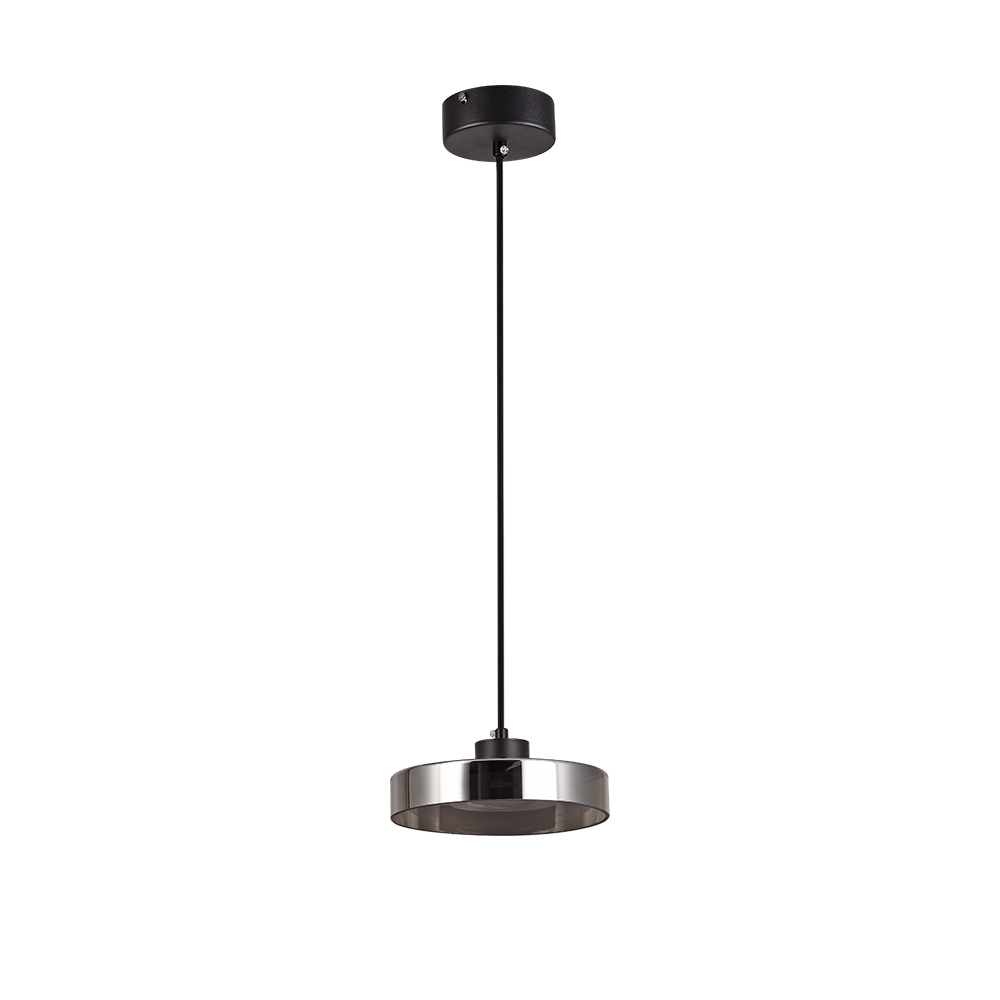 Inlight Κρεμαστό φωτιστικό LED απο μαύρο μέταλλο και φιμέ γυαλί, 20x10cm, 3CCT και 1320LM (4075-1-Black/Smoky)