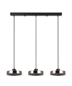 Inlight Κρεμαστό φωτιστικό LED απο μαύρο μέταλλο και φιμέ γυαλί, 70x200cm, 3CCT (Θερμό- Φυσικό- Ψυχρό Φως), Φωτεινότητα 3960LMκαι 3x12W (4075-3R-Black/Smoky)