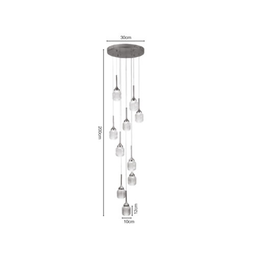 Inlight Κρεμαστό φωτιστικό LED 10*10W από χρυσαφί μέταλλο και ακρυλικό D:30x200cm (4077-10-Golden)