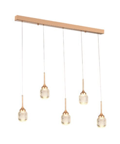 Inlight Κρεμαστό φωτιστικό LED 5*10W από χρυσαφί μέταλλο και ακρυλικό D:60x200cm (4077R-5-Golden)