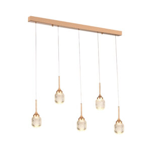 Inlight Κρεμαστό φωτιστικό LED 5*10W από χρυσαφί μέταλλο και ακρυλικό D:60x200cm (4077R-5-Golden)