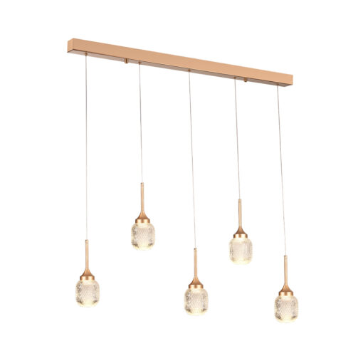 Inlight Κρεμαστό φωτιστικό LED 5*10W από χρυσαφί μέταλλο και ακρυλικό D:60x200cm (4077R-5-Golden)