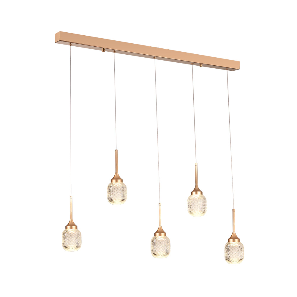 Inlight Κρεμαστό φωτιστικό LED 5*10W από χρυσαφί μέταλλο και ακρυλικό D:60x200cm (4077R-5-Golden)