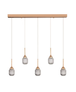 Inlight Κρεμαστό φωτιστικό LED 5*10W από χρυσαφί μέταλλο και ακρυλικό D:60x200cm (4077R-5-Golden)