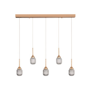 Inlight Κρεμαστό φωτιστικό LED 5*10W από χρυσαφί μέταλλο και ακρυλικό D:60x200cm (4077R-5-Golden)