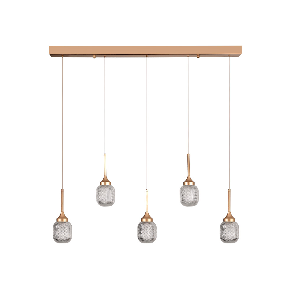 Inlight Κρεμαστό φωτιστικό LED 5*10W από χρυσαφί μέταλλο και ακρυλικό D:60x200cm (4077R-5-Golden)