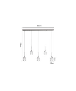 Inlight Κρεμαστό φωτιστικό LED 5*10W από χρυσαφί μέταλλο και ακρυλικό D:60x200cm (4077R-5-Golden)