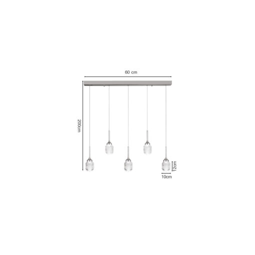 Inlight Κρεμαστό φωτιστικό LED 5*10W από χρυσαφί μέταλλο και ακρυλικό D:60x200cm (4077R-5-Golden)