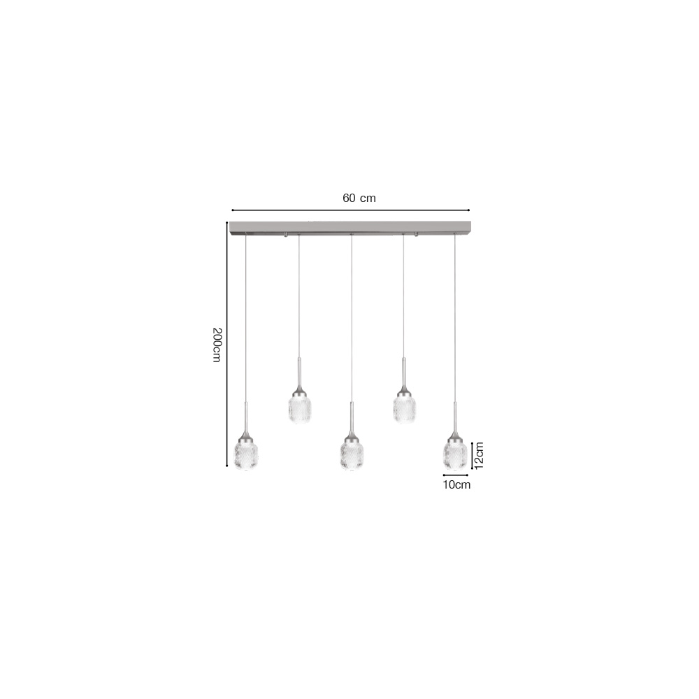 Inlight Κρεμαστό φωτιστικό LED 5*10W από χρυσαφί μέταλλο και ακρυλικό D:60x200cm (4077R-5-Golden)