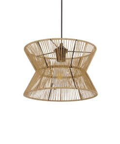 GLOBOSTAR® UPCONE 205-0055 Boho Κρεμαστό Φωτιστικό Οροφής με Ντουί 1 x E27 AC 220-240V IP20 – Μπεζ – M30 x Π30 x Υ21cm