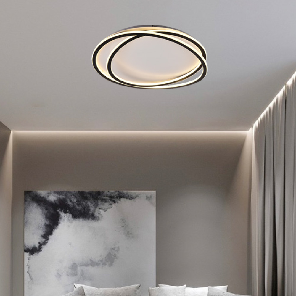 Inlight Πλαφονιέρα οροφής LED 38W 3CCT σε μαύρη απόχρωση D:50x12cm (42037-Black)