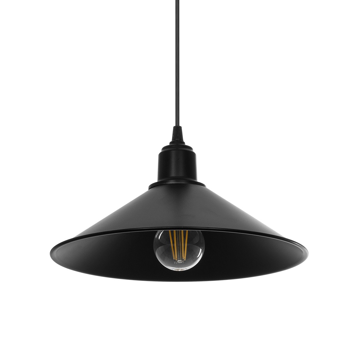 GLOBOSTAR® FERRO 203-0084 Μοντέρνο Κρεμαστό Φωτιστικό Οροφής με Ντουί 1 x E27 AC 220-240V IP20 – Μαύρο – Μ30 x Π30 x Υ15cm