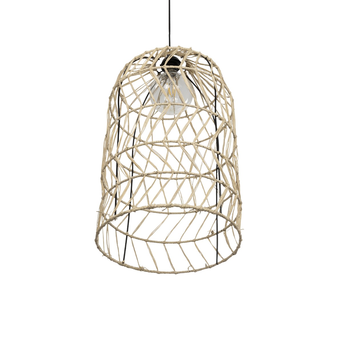 GLOBOSTAR® NETI 205-0025 Boho Κρεμαστό Φωτιστικό Οροφής με Ντουί 1 x E27 AC 220-240V IP20 – Μπεζ – M35 x Π35 x Υ63cm