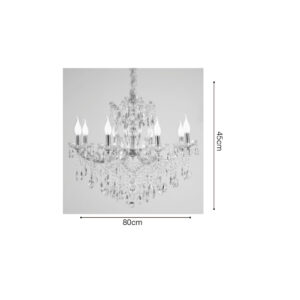 Inlight Κρεμαστό φωτιστικό από χρώμιο μέταλλο γυαλί και κρύσταλλα 8XE14 D:80cm (5244-8-Χρώμιο)