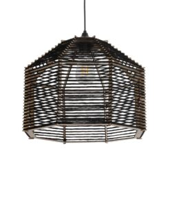 GLOBOSTAR® VORK 205-0027 Boho Κρεμαστό Φωτιστικό Οροφής με Ντουί 1 x E27 AC 220-240V IP20 – Μαύρο – M40 x Π40 x Υ36cm