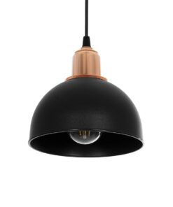 GLOBOSTAR® ΗUT 203-0145 Μοντέρνο Κρεμαστό Φωτιστικό Οροφής με Ντουί 1 x E27 AC 220-240V IP20 – Μάυρο & Χάλκινο – Μ18 x Π18 x Υ18cm