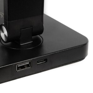 GLOBOSTAR® TEBLA 60482 Μοντέρνο Επιτραπέζιο Φωτιστικό Γραφείου με Ασύρματη Φόρτιση 5W 1A LED 5W 500lm 120° AC 220-240V IP20 Ρυθμιζόμενο Λευκό CCT με Αφή 2700K/4500K/6000K Dimmable – Bridgelux SMD Chip – Μαύρο – Μ11 x Π31 x Υ52cm – 2 Χρόνια Εγγύηση