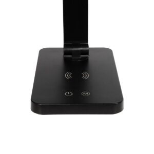 GLOBOSTAR® TEBLA 60482 Μοντέρνο Επιτραπέζιο Φωτιστικό Γραφείου με Ασύρματη Φόρτιση 5W 1A LED 5W 500lm 120° AC 220-240V IP20 Ρυθμιζόμενο Λευκό CCT με Αφή 2700K/4500K/6000K Dimmable – Bridgelux SMD Chip – Μαύρο – Μ11 x Π31 x Υ52cm – 2 Χρόνια Εγγύηση