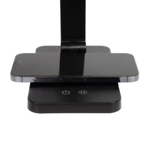 GLOBOSTAR® TEBLA 60482 Μοντέρνο Επιτραπέζιο Φωτιστικό Γραφείου με Ασύρματη Φόρτιση 5W 1A LED 5W 500lm 120° AC 220-240V IP20 Ρυθμιζόμενο Λευκό CCT με Αφή 2700K/4500K/6000K Dimmable – Bridgelux SMD Chip – Μαύρο – Μ11 x Π31 x Υ52cm – 2 Χρόνια Εγγύηση