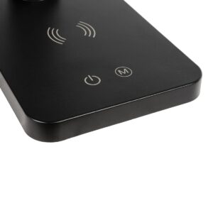 GLOBOSTAR® TEBLA 60482 Μοντέρνο Επιτραπέζιο Φωτιστικό Γραφείου με Ασύρματη Φόρτιση 5W 1A LED 5W 500lm 120° AC 220-240V IP20 Ρυθμιζόμενο Λευκό CCT με Αφή 2700K/4500K/6000K Dimmable – Bridgelux SMD Chip – Μαύρο – Μ11 x Π31 x Υ52cm – 2 Χρόνια Εγγύηση
