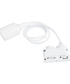 GloboStar 60858 Αντάπτορας Κρέμασης Φωτιστικού – Μονοφασικός 2 Καλωδίων με 1 Μέτρο Υφασμάτινο Καλώδιο και Ντουί E27 AC 220-240V IP20 Μ7 x Π3 x Υ4cm – Λευκό