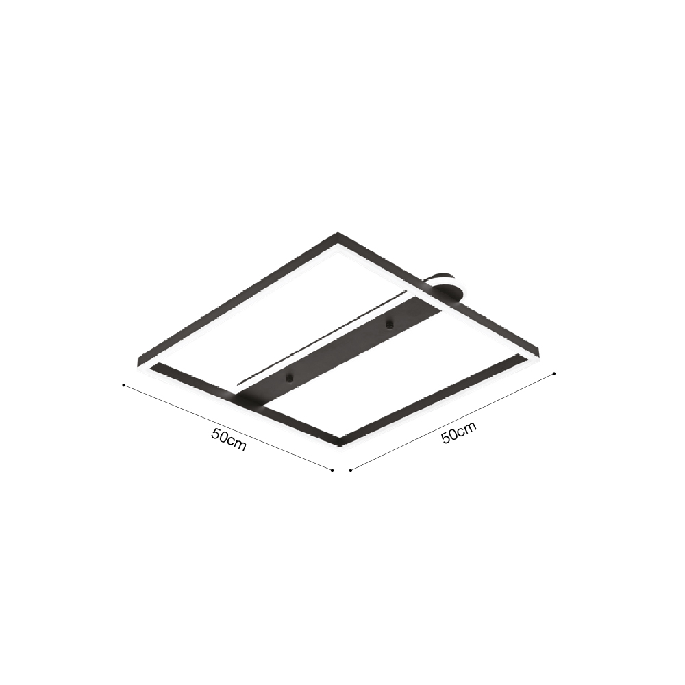 Inlight Πλαφονιέρα οροφής LED 35W 3CCT σε μαύρη απόχρωση D:50x50cm (6110)