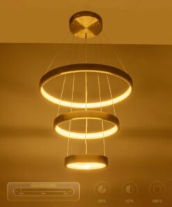 GLOBOSTAR® NEMESIS TRIO 61169 Μοντέρνο Κρεμαστό Φωτιστικό Οροφής LED 100W 12123lm 360° AC 220-240V IP20 Ρυθμιζόμενο Λευκό CCT με Χειριστήριο από 2700K έως 6000K Dimmable – Lumileds SMD Chip – Χρυσό Βούρτσας – Μ60 x Π60 x Υ60cm – 3 Χρόνια Εγγύηση