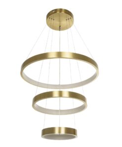 GLOBOSTAR® NEMESIS TRIO 61169 Μοντέρνο Κρεμαστό Φωτιστικό Οροφής LED 100W 12123lm 360° AC 220-240V IP20 Ρυθμιζόμενο Λευκό CCT με Χειριστήριο από 2700K έως 6000K Dimmable – Lumileds SMD Chip – Χρυσό Βούρτσας – Μ60 x Π60 x Υ60cm – 3 Χρόνια Εγγύηση