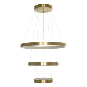 GLOBOSTAR® NEMESIS TRIO 61169 Μοντέρνο Κρεμαστό Φωτιστικό Οροφής LED 100W 12123lm 360° AC 220-240V IP20 Ρυθμιζόμενο Λευκό CCT με Χειριστήριο από 2700K έως 6000K Dimmable – Lumileds SMD Chip – Χρυσό Βούρτσας – Μ60 x Π60 x Υ60cm – 3 Χρόνια Εγγύηση