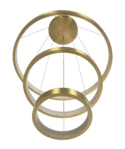 GLOBOSTAR® NEMESIS TRIO 61169 Μοντέρνο Κρεμαστό Φωτιστικό Οροφής LED 100W 12123lm 360° AC 220-240V IP20 Ρυθμιζόμενο Λευκό CCT με Χειριστήριο από 2700K έως 6000K Dimmable – Lumileds SMD Chip – Χρυσό Βούρτσας – Μ60 x Π60 x Υ60cm – 3 Χρόνια Εγγύηση
