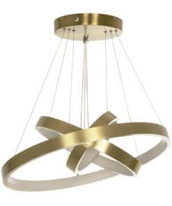 GLOBOSTAR® NEMESIS TRIO 61169 Μοντέρνο Κρεμαστό Φωτιστικό Οροφής LED 100W 12123lm 360° AC 220-240V IP20 Ρυθμιζόμενο Λευκό CCT με Χειριστήριο από 2700K έως 6000K Dimmable – Lumileds SMD Chip – Χρυσό Βούρτσας – Μ60 x Π60 x Υ60cm – 3 Χρόνια Εγγύηση