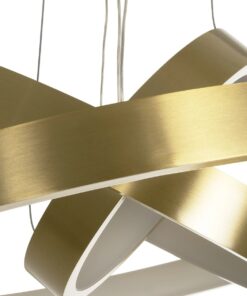 GLOBOSTAR® NEMESIS TRIO 61169-DECO Μοντέρνο Κρεμαστό Φωτιστικό Οροφής LED 100W 12123lm 360° AC 220-240V IP20 Ρυθμιζόμενο Λευκό CCT με Χειριστήριο από 2700K έως 6000K Dimmable – Lumileds SMD Chip – Χρυσό Βούρτσας – Μ60 x Π60 x Υ60cm – 3 Χρόνια Εγγύηση