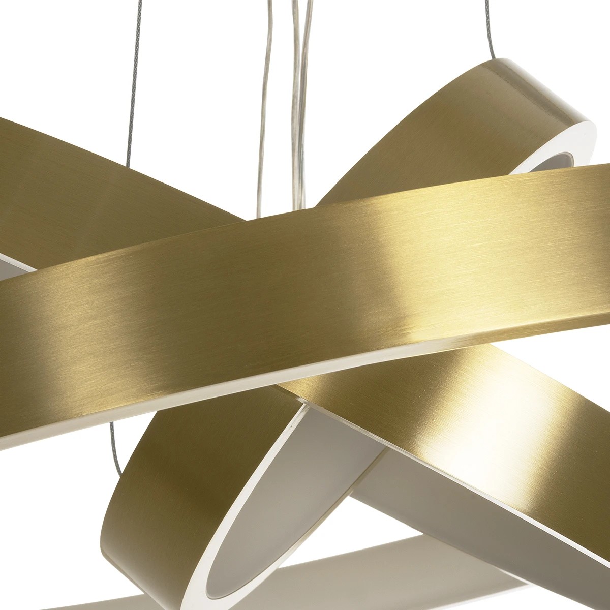 GLOBOSTAR® NEMESIS TRIO 61169-DECO Μοντέρνο Κρεμαστό Φωτιστικό Οροφής LED 100W 12123lm 360° AC 220-240V IP20 Ρυθμιζόμενο Λευκό CCT με Χειριστήριο από 2700K έως 6000K Dimmable – Lumileds SMD Chip – Χρυσό Βούρτσας – Μ60 x Π60 x Υ60cm – 3 Χρόνια Εγγύηση