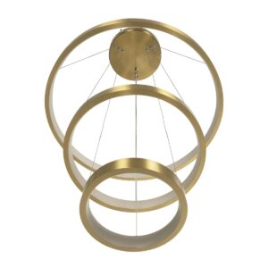 GLOBOSTAR® NEMESIS TRIO 61169-DECO Μοντέρνο Κρεμαστό Φωτιστικό Οροφής LED 100W 12123lm 360° AC 220-240V IP20 Ρυθμιζόμενο Λευκό CCT με Χειριστήριο από 2700K έως 6000K Dimmable – Lumileds SMD Chip – Χρυσό Βούρτσας – Μ60 x Π60 x Υ60cm – 3 Χρόνια Εγγύηση