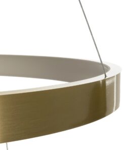 GLOBOSTAR® NEMESIS TRIO 61169-DECO Μοντέρνο Κρεμαστό Φωτιστικό Οροφής LED 100W 12123lm 360° AC 220-240V IP20 Ρυθμιζόμενο Λευκό CCT με Χειριστήριο από 2700K έως 6000K Dimmable – Lumileds SMD Chip – Χρυσό Βούρτσας – Μ60 x Π60 x Υ60cm – 3 Χρόνια Εγγύηση