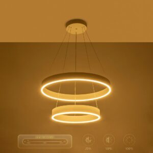 kelvo® VENOM 61186 Μοντέρνο Κρεμαστό Φωτιστικό Οροφής LED 75W 8818lm 120° AC 220-240V IP20 Ρυθμιζόμενο Λευκό CCT με Χειριστήριο από 2700K έως 6000K Dimmable – Lumileds SMD Chip – Λευκό Ματ – Μ60 x Π60 x Υ40cm – 3 Χρόνια Εγγύηση