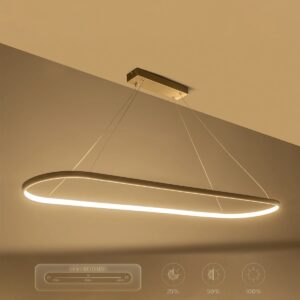 GLOBOSTAR® BOLIVAR 61273 Μοντέρνο Κρεμαστό Φωτιστικό Οροφής LED 54W 6210lm 360° AC 220-240V IP20 Ρυθμιζόμενο Λευκό CCT με Χειριστήριο από 2700K έως 6000K Dimmable – Lumileds SMD Chip – Νίκελ Βούρτσας – Μ120 x Π30 x Υ2cm – 3 Χρόνια Εγγύηση