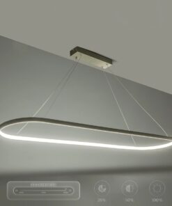 GLOBOSTAR® BOLIVAR 61273 Μοντέρνο Κρεμαστό Φωτιστικό Οροφής LED 54W 6210lm 360° AC 220-240V IP20 Ρυθμιζόμενο Λευκό CCT με Χειριστήριο από 2700K έως 6000K Dimmable – Lumileds SMD Chip – Νίκελ Βούρτσας – Μ120 x Π30 x Υ2cm – 3 Χρόνια Εγγύηση