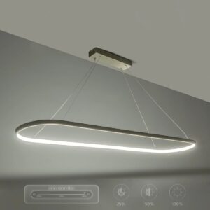 GLOBOSTAR® BOLIVAR 61273 Μοντέρνο Κρεμαστό Φωτιστικό Οροφής LED 54W 6210lm 360° AC 220-240V IP20 Ρυθμιζόμενο Λευκό CCT με Χειριστήριο από 2700K έως 6000K Dimmable – Lumileds SMD Chip – Νίκελ Βούρτσας – Μ120 x Π30 x Υ2cm – 3 Χρόνια Εγγύηση