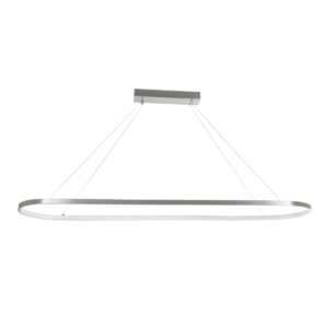 GLOBOSTAR® BOLIVAR 61273 Μοντέρνο Κρεμαστό Φωτιστικό Οροφής LED 54W 6210lm 360° AC 220-240V IP20 Ρυθμιζόμενο Λευκό CCT με Χειριστήριο από 2700K έως 6000K Dimmable – Lumileds SMD Chip – Νίκελ Βούρτσας – Μ120 x Π30 x Υ2cm – 3 Χρόνια Εγγύηση