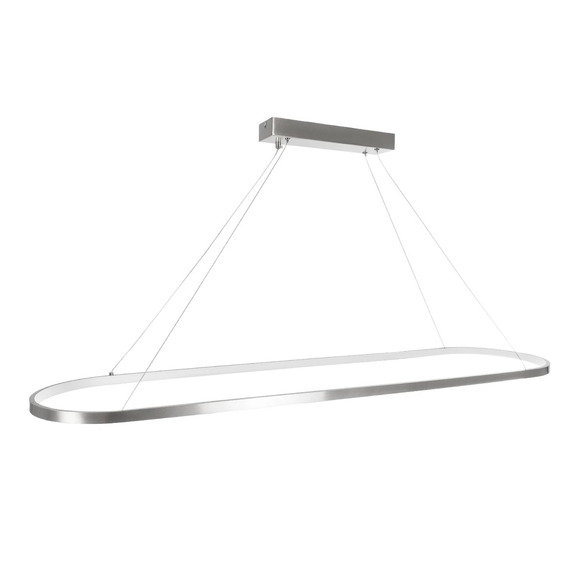 GLOBOSTAR® BOLIVAR 61273 Μοντέρνο Κρεμαστό Φωτιστικό Οροφής LED 54W 6210lm 360° AC 220-240V IP20 Ρυθμιζόμενο Λευκό CCT με Χειριστήριο από 2700K έως 6000K Dimmable – Lumileds SMD Chip – Νίκελ Βούρτσας – Μ120 x Π30 x Υ2cm – 3 Χρόνια Εγγύηση