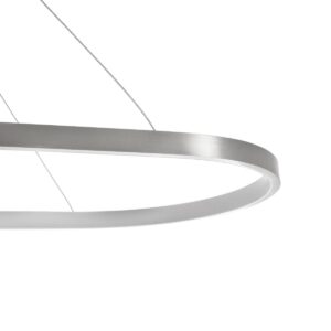 GLOBOSTAR® BOLIVAR 61273 Μοντέρνο Κρεμαστό Φωτιστικό Οροφής LED 54W 6210lm 360° AC 220-240V IP20 Ρυθμιζόμενο Λευκό CCT με Χειριστήριο από 2700K έως 6000K Dimmable – Lumileds SMD Chip – Νίκελ Βούρτσας – Μ120 x Π30 x Υ2cm – 3 Χρόνια Εγγύηση