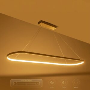 GLOBOSTAR® BOLIVAR 61273 Μοντέρνο Κρεμαστό Φωτιστικό Οροφής LED 54W 6210lm 360° AC 220-240V IP20 Ρυθμιζόμενο Λευκό CCT με Χειριστήριο από 2700K έως 6000K Dimmable – Lumileds SMD Chip – Νίκελ Βούρτσας – Μ120 x Π30 x Υ2cm – 3 Χρόνια Εγγύηση